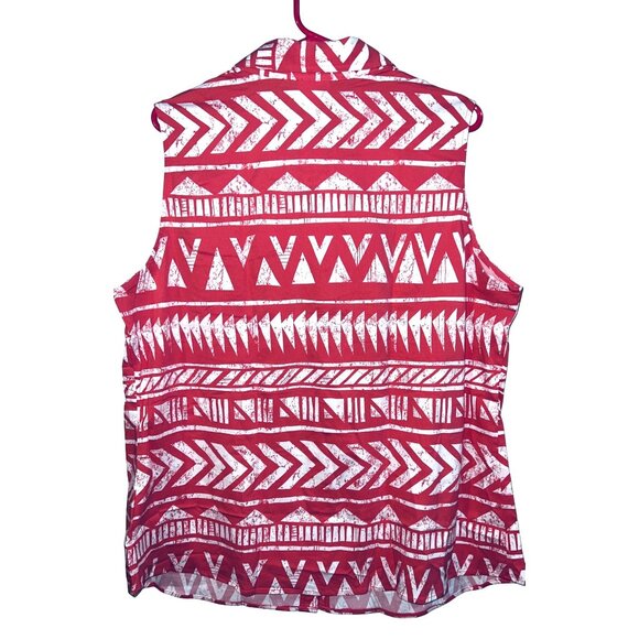 LuLaRoe Pink & White Sleeveless Button-Up Top 2XL Lightweight Womens Apparel - Picture 2 of 3